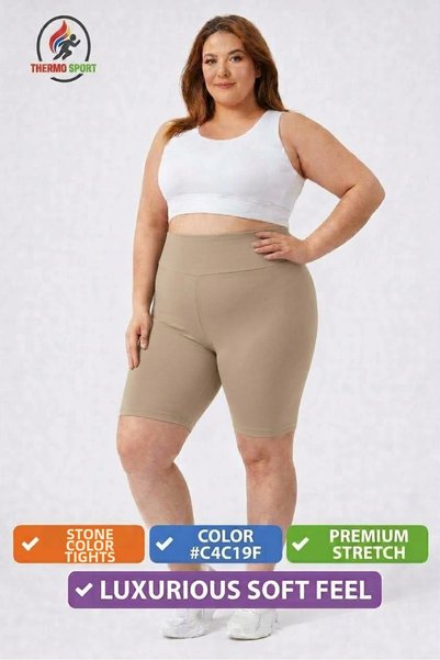 thermo Sport Women's Plus Size High Waist Shaping / Sculpting Biker Leggings Sports Fitness Short Shorts Leggings Black