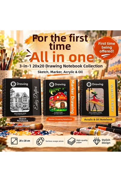 DreamArtgalery Dreamart Galery 20X20 3-Piece Drawing Notebook Set – Sketching...