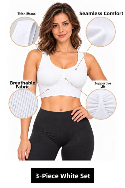 Formactive Women's White Thick Strap Gathering Seamless Bustier Without Pads ...