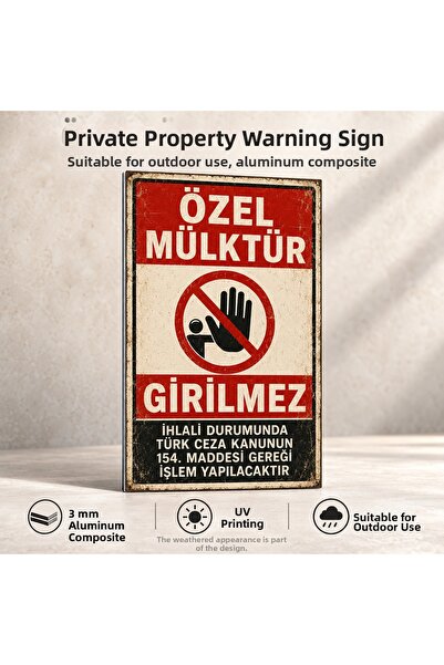 Pass Pano Private Property No Trespassing Warning Sign – 3mm Aluminum Composi...