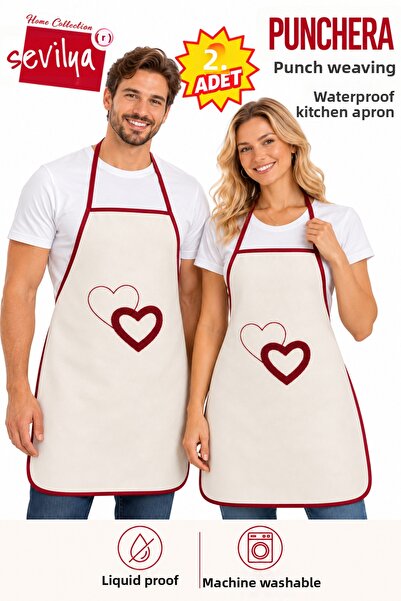 sevilya Punchera 2Li Paket Punch Embroidered Liquid Waterproof Kitchen Apron