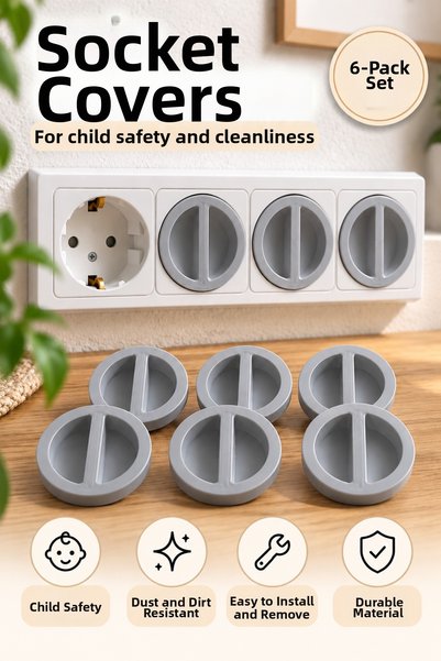 Ognami Set of 6 Child Safety Socket Protective Covers, Dust and Dirt Preventive Socket Covers