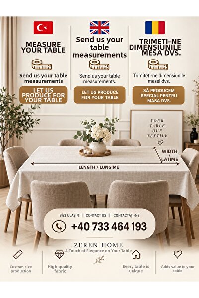 Zeren Home Lotus Lace Detailed Seamless Cream Tablecloth, Handcrafted French Lace