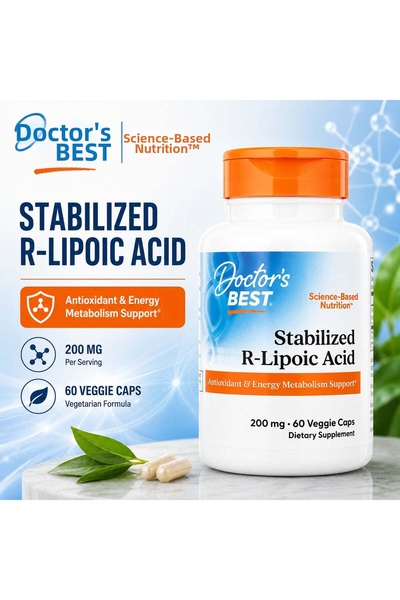 Doctor's Best حمض الـ R-ليبويك المُثبت، مضاد للأكسدة وداعم لعملية التمثيل الغ...