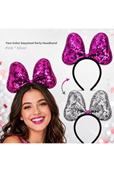 Şeker Portakalım Double Color Pink Silver Sequined Party Crown 20X16 cm