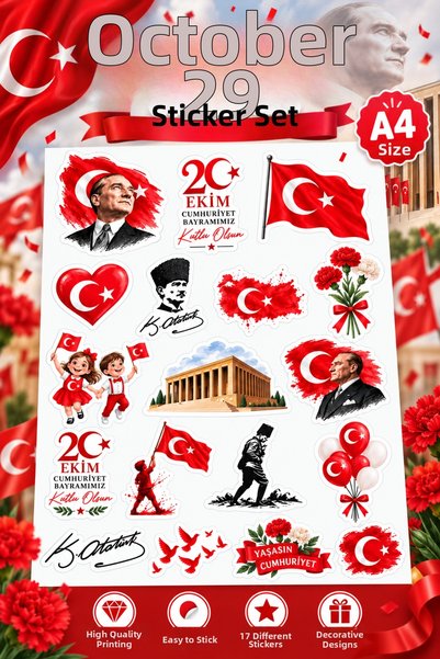 StickerAtölye October 29 Republic Day Sticker Set - Model 1