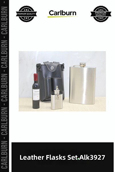Carlburn Special Production Gift Set Leather Case Flask Set Alk3927