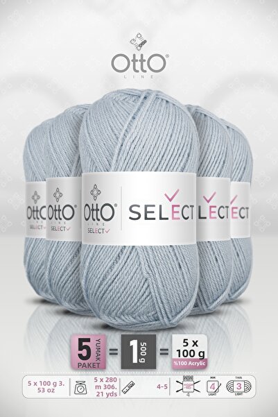 OTTO LINE Select • Baby Blue (9540) • 5-Pack × 100 Gr / 280 m • Acrylic Hand ...