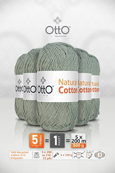 OTTO LINE قطن طبيعي • أخضر تشاغلا (6053) • عبوة من 5 × 100 جرام / 200 متر • 2...