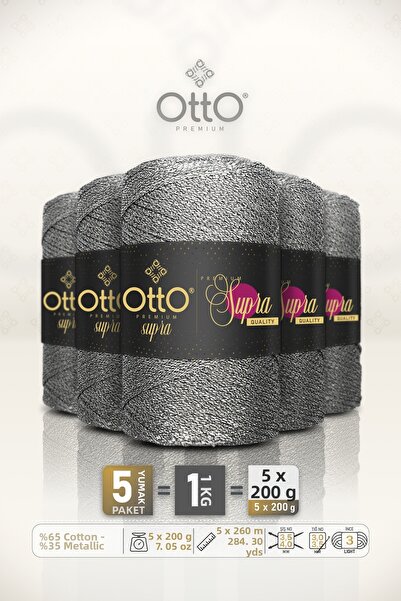 OTTO LINE Premium Supra • Light Gray • 5-Pack × 200 Gr / 260 m • 3 mm • Glitt...