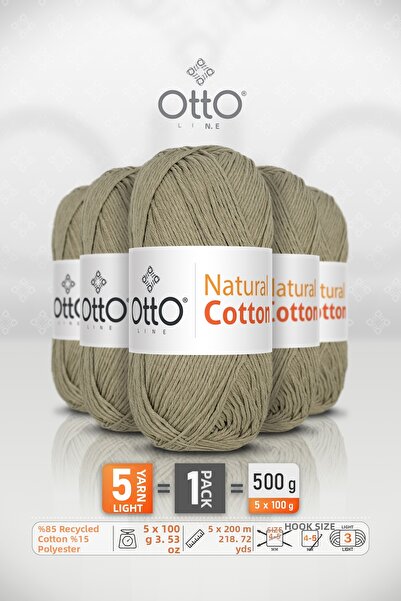 OTTO LINE ΦΥΣΙΚΟ ΒΑΜΒΑΚΙ • Πράσινο Χακί (6051) • Πακέτο 5 τεμαχίων × 100 γρ /...