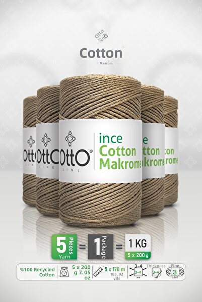OTTO LINE MACROME DIN BUMBAC SUBȚIRE • Nurcă • Pachet de 5 x 2mm/200gr/170m •...