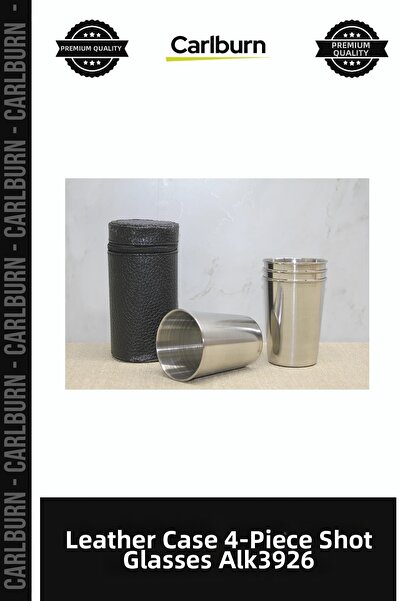 Carlburn Special Edition Set of 4 Shot Glasses with Leather Case for Bar Pres...