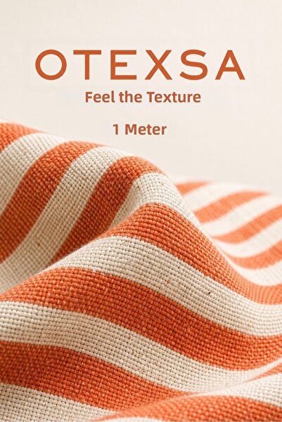 OTEXSA Orange Striped Cotton Linen Fabric 1 Meter 100X280 cm Clothing and Hom...