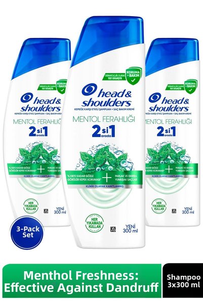 Head & Shoulders شامبو منثول فريش 2 في 1 مضاد للقشرة 300 مل × 3 قطع