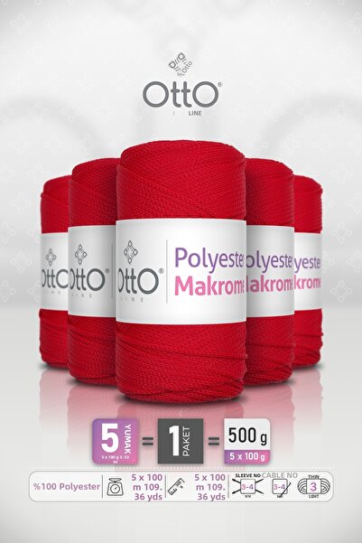 OTTO LINE ΠΟΛΥΕΣΤΕΡΙΚΟ ΜΑΚΡΟΜΕ • Κόκκινο • Συσκευασία 5 τεμαχίων × 100 γρ / 1...