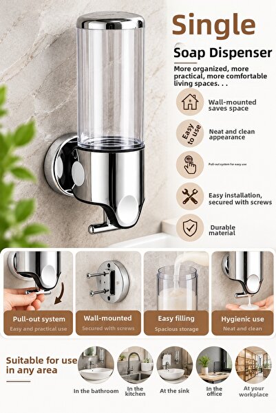 NOKKA Single Liquid Soap Dispenser 450 ml Pull-Out System Bathroom Kitchen Sh...