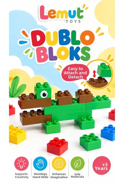 Lemut 100 Pieces Dublo Bloks Building Set Children's Educational Block Toy (Compatible with Duplo Series)