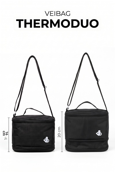 VEIBAG Thermoduo Bellows Heat Insulated Thermal Bag |   Waterproof Feeding and Bottle Carrying Bag, Black