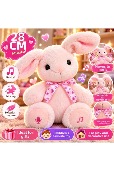 TRUST STORE 28 cm Musical Moving Rabbit Plush Toy – Pink