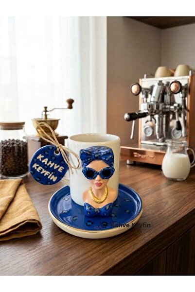 sutasarimevi Su Design House - Handmade Porcelain Coffee Cup Set with Leopard...