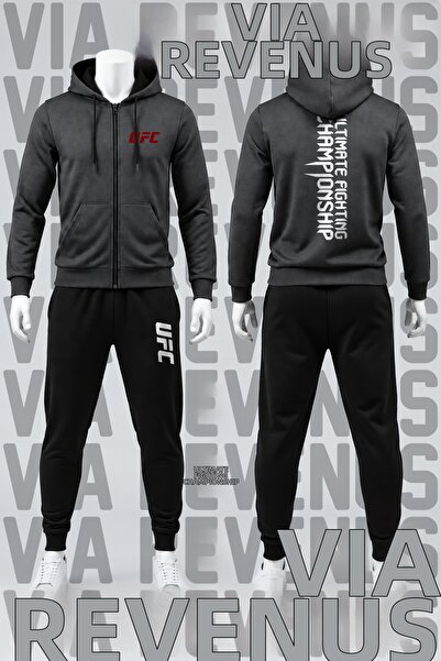 Vordevia Ultimate Fighting Printed Zippered Hooded Tracksuit Set