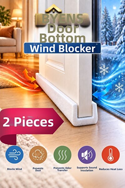 BYENS قطعتان من الإسفنج العازل للحرارة والرياح أسفل الباب، واقي من الغبار وال...
