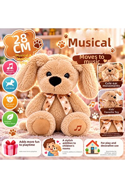TRUST STORE 28 cm Musical Moving Plush Dog – Soft and Cute Playmate