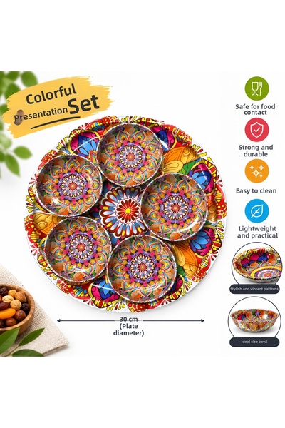 5DM Authentic Patterned 6-Piece Presentation Set: 5 Snack Bowls, Sauce Bowls ...
