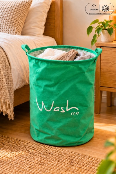 LİGROUND Foldable Canvas Fabric Laundry Basket 35X35X45 cm Toy and Dirty Laun...