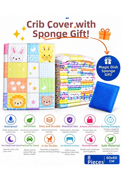 Baby&Me Fluffy Changing Mat Cover 4+4 8 Pieces 60*60 Sponge with Gift