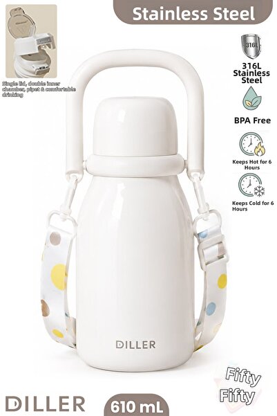 Vagonlife Diller 610 ml Premium Glass Lid Dual Use Straw Comfortable Drinking...