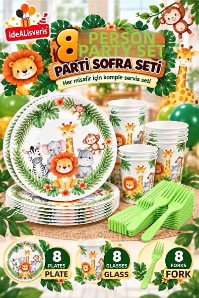 Bkmc Safari Themed Birthday Party Set |   8 and 16 Person Capacity |   Plate,...