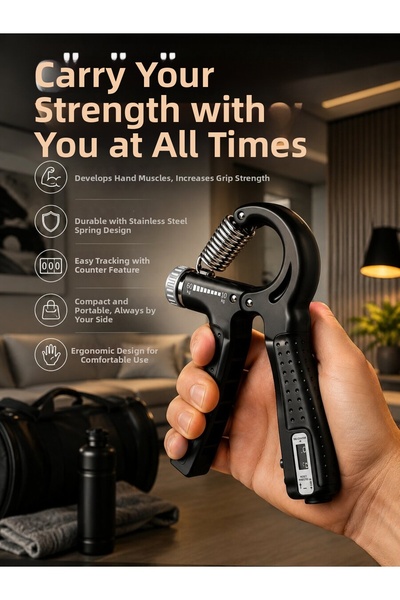GENELOEM Portable Adjustable Hand Spring with Counter Durable Steel Spring Ne...