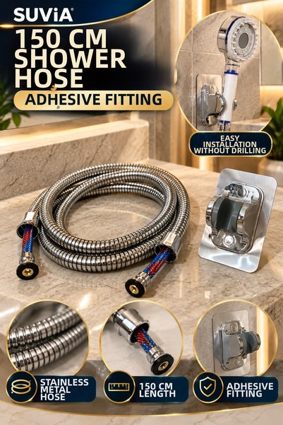 SUVİA Bathroom Faucet Filtered Shower Set 5-Function Shower Head 5 Replacement Filters Hose Joint Chrome