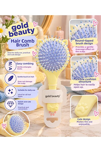 Gold Beauty Mirrored Hair Combing Brush