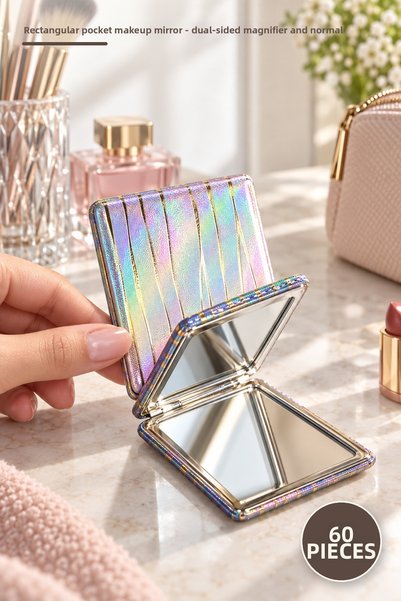 Yenilig 60 Pieces Rectangular Pocket Makeup Mirror – Double-Sided Magnifying ...