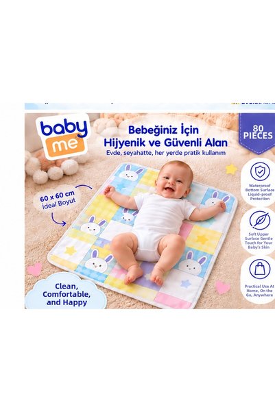 evorahome Baby Me Fluffy Diaper Changing Cover 60X60 cm 80 Pieces