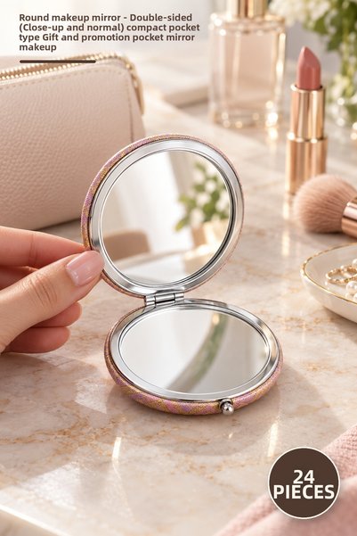 Yenilig 24 Pieces Round Makeup Mirror – Double Sided (Zooming and Normal) Com...
