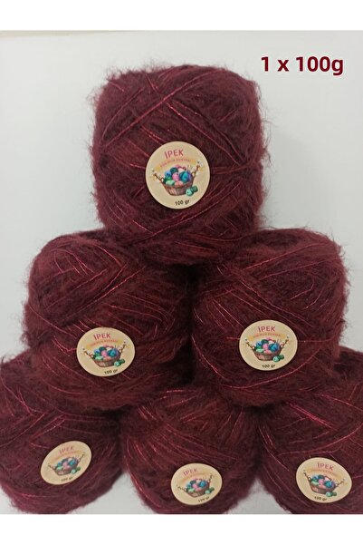 İPEK YÜN İPLİK DÜNYASI Fir de tricotat Moher, cu fibre ample, roșu claret (am...