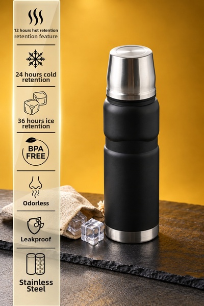 Decopat 500 ml Camping Thermos Stainless Steel Leak-Proof 12 Hours Hot 24 Hou...