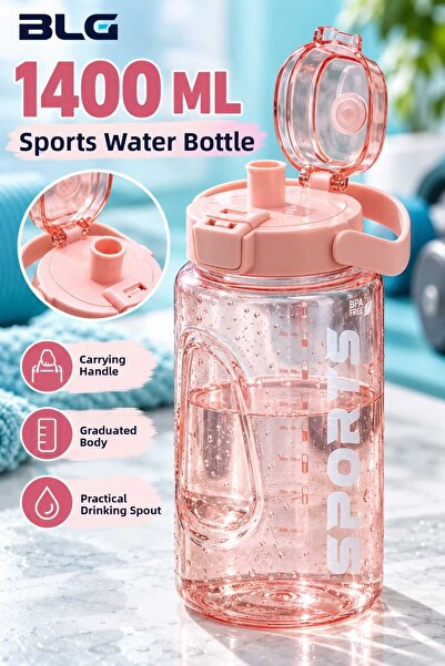 Sweet Ela 1400 ml Sports Water Bottle Bpa-Free, with Carrying Handle, Clear B...