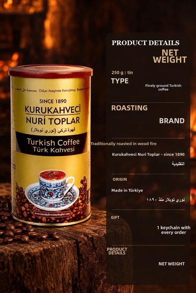Nuri Toplar Kurukahveci Turkish Coffee 250 g X 1 Tin - Roasted in Wood Fire