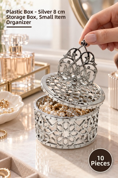 Yenilig 10 Plastic Boxes – Silver Color 8 cm Storage Container, Small Item Or...