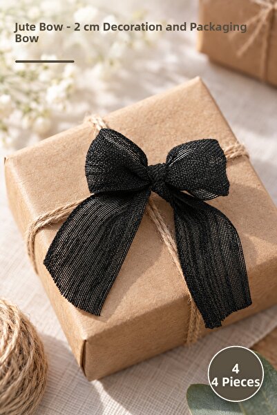 Yenilig 4 Pieces of Linen Bows – 2 cm Handmade Bow for Decoration and Packagi...