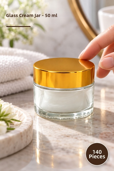 Yenilig 140 Pieces of Glass Cream Box – 50 ml Cream Jar, Glass Cream Jar, Gla...