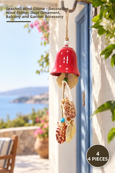 Yenilig 4 Pieces of Seashell Bells – Decorative Wind Chime, Door Ornament, Ba...