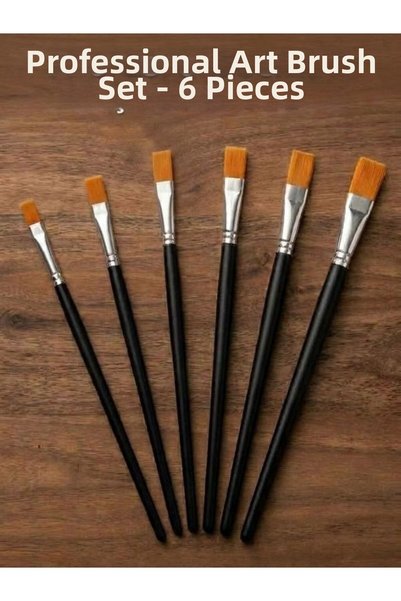 BATS 6-Piece Brush Set - Flat Tip Brush - Watercolor Acrylic Paint Oil Paint ...