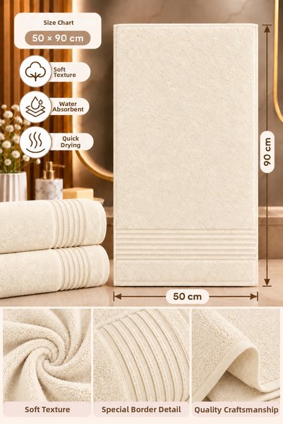 Softtowel's 2 Pack 100% Cotton Border Face Towels 50X90 cm High Water Absorbe...