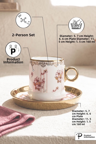 Perotti Cherry Blossom Porcelain Coffee Cup Set for 2 People